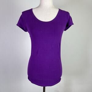 Athleta Athletic Top Women's XS Purple Short Sleeve Stretch Cinch Sides Workout